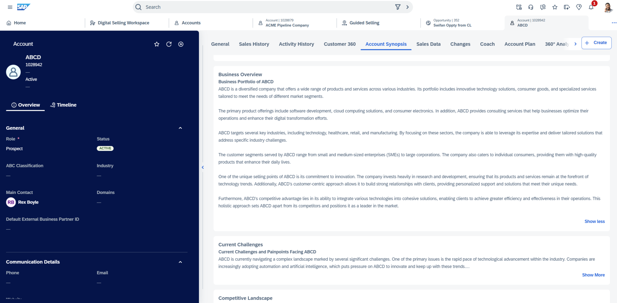 SAP C4C v.2 - Accounr synopsis