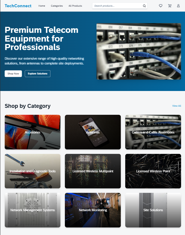 BTP portal ecommerce view main tablet