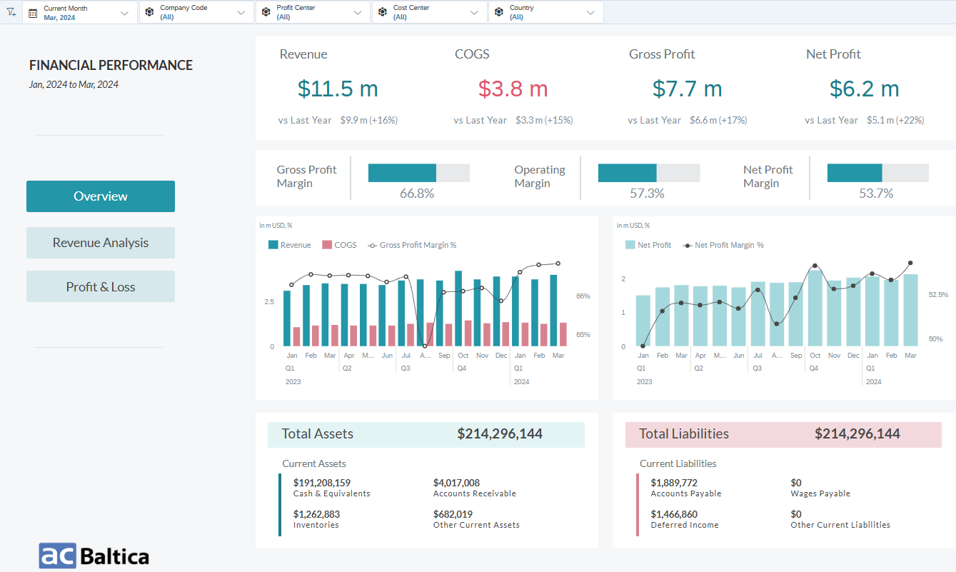 Overview section of SAC reporting
