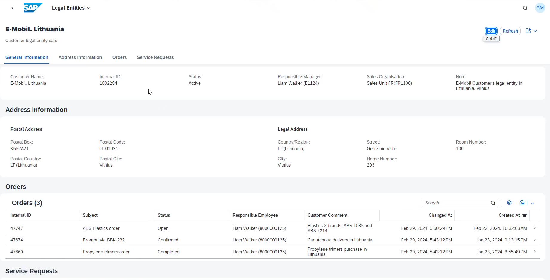 B2B Customer Platform Classic SAP interface