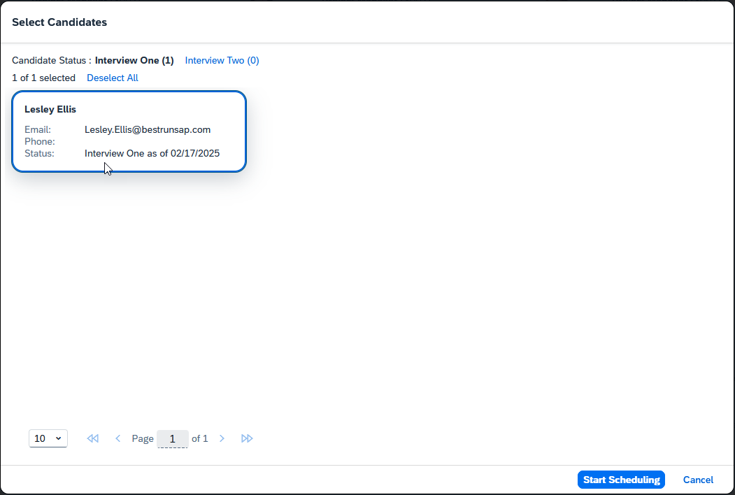 SAP SuccessFactors Recruiting start scheduling