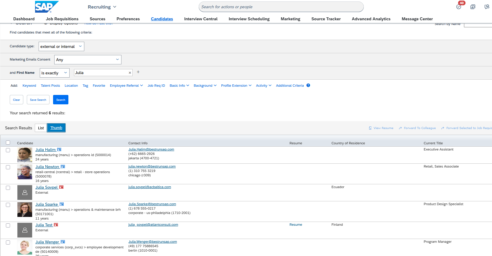 SAP SuccessFactors Recruiting candidate database