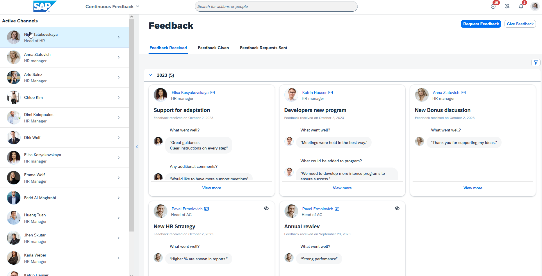 Performance and Goals continuous feedback