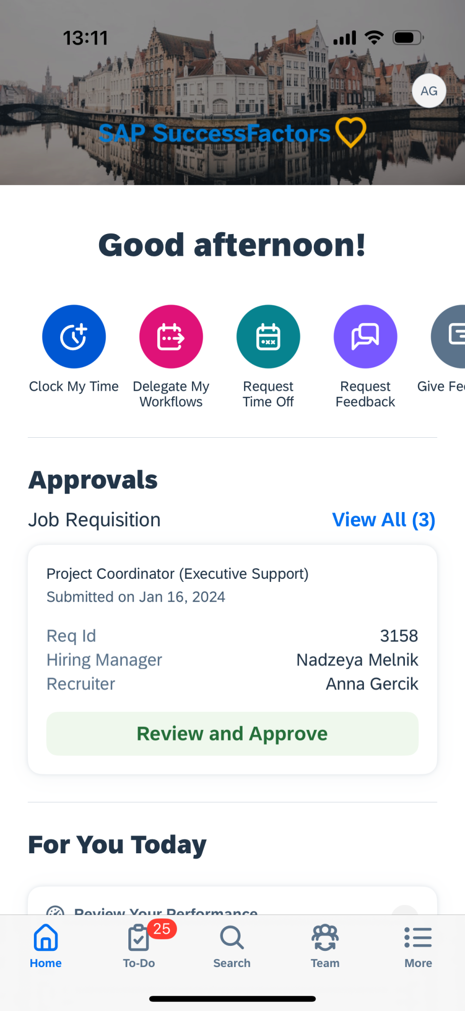 SAP SuccessFactors Recruiting mobile interface