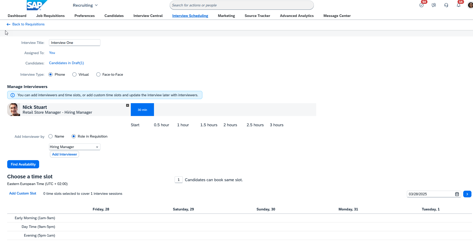 SAP SuccessFactors Recruiting Interview scheduling
