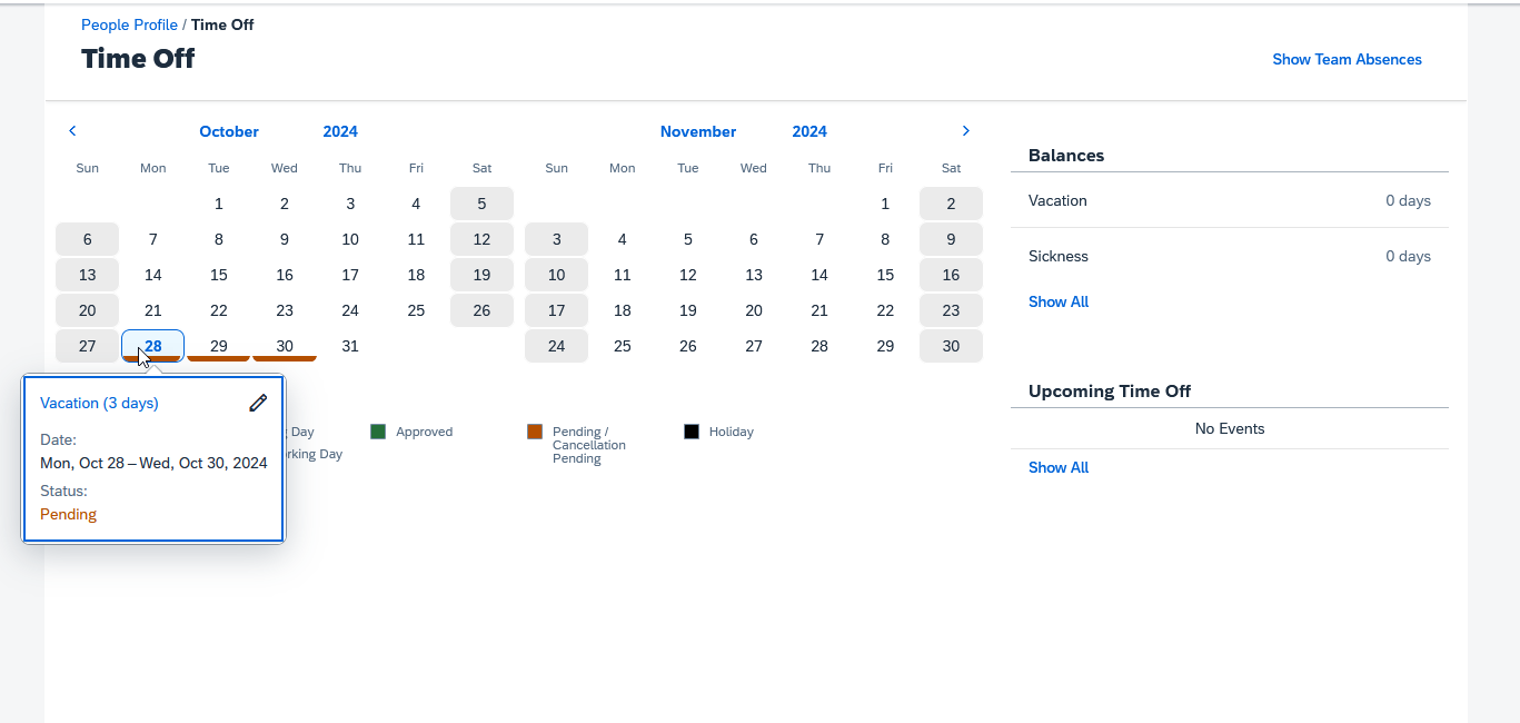 SAP SuccessFactors Employee Central time-off
