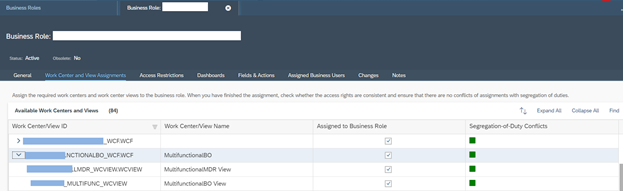Assign views to business role
