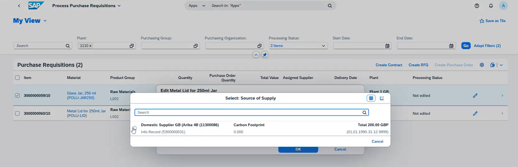 Process Purchase Requisitions in SAP SCM