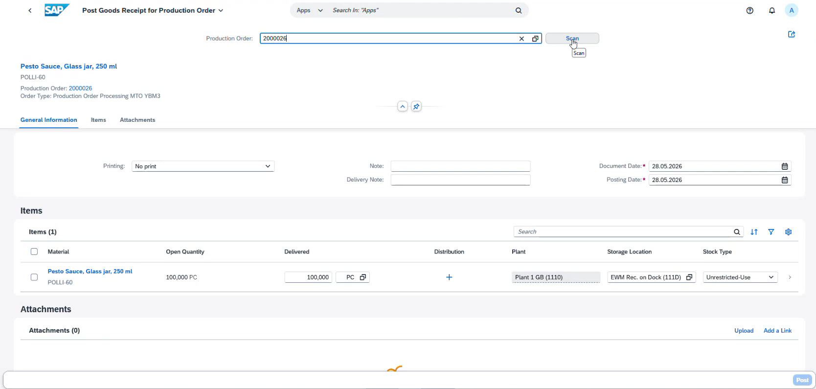 Good receipt for production order SAP SCM