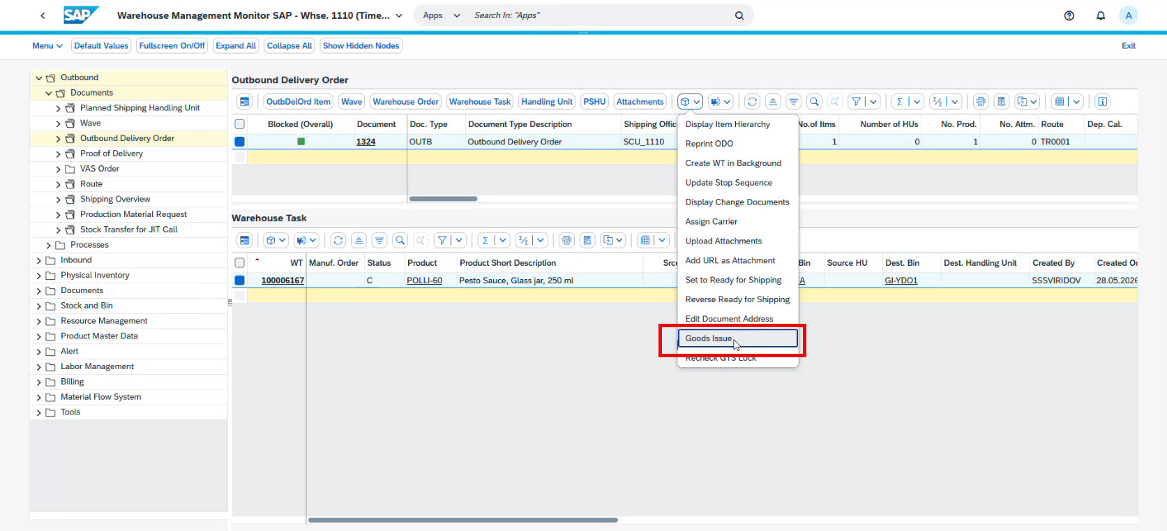 Goods Issue in SAP SCM