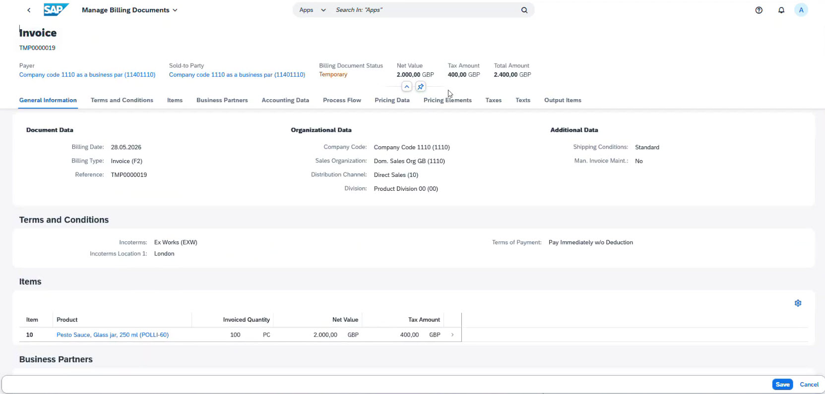 Create Invoice in SAP SCM