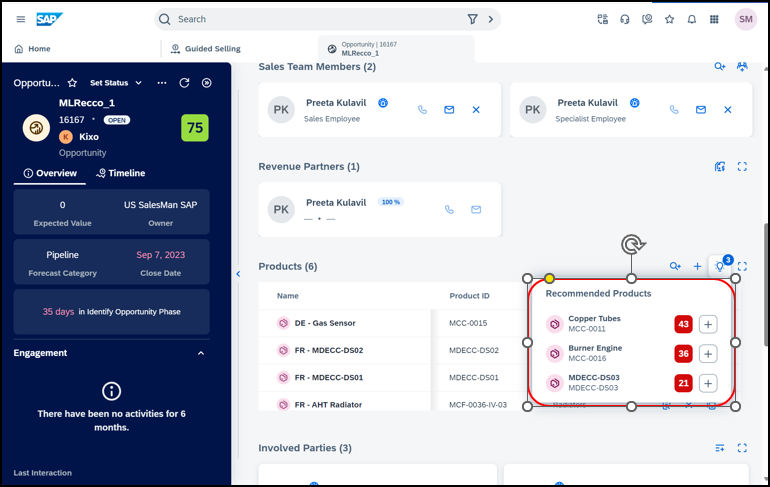 AI product recommendations in SAP Sales Cloud