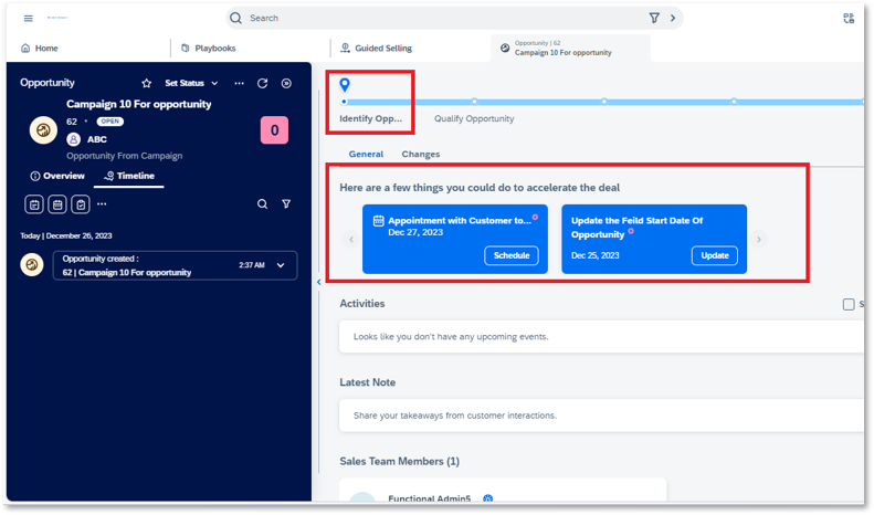 Next Best Action AI tool in SAP Sales Cloud