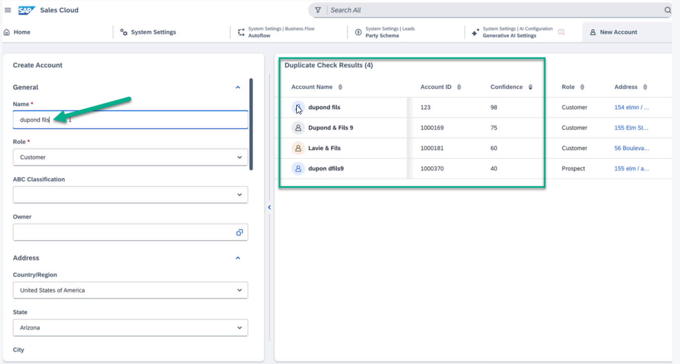 AI-assisted duplicate detection in SAP Sales and Service Cloud