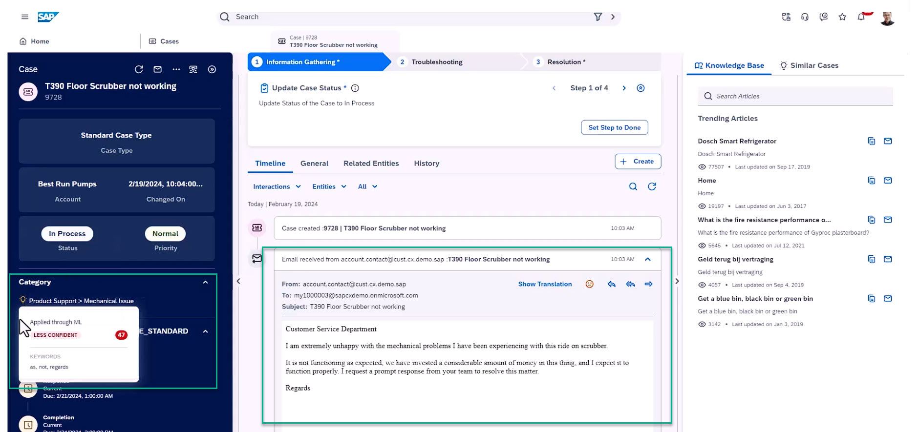 AI driven Case Categorization tool in SAP Sales and Service Cloud